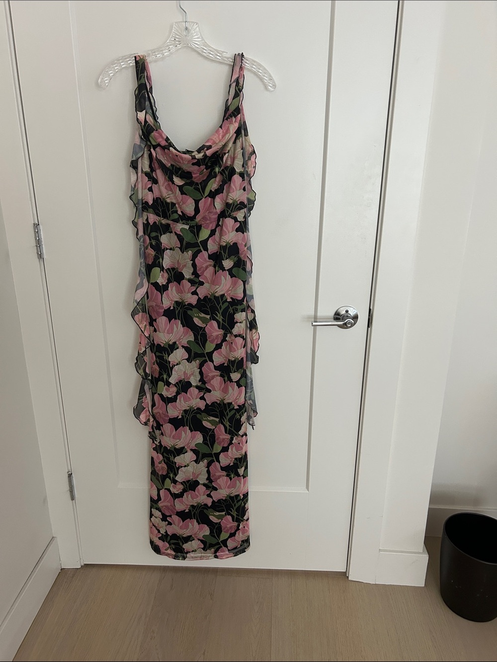 Petal & Pup Black Maxi Dress with Pink Floral Print